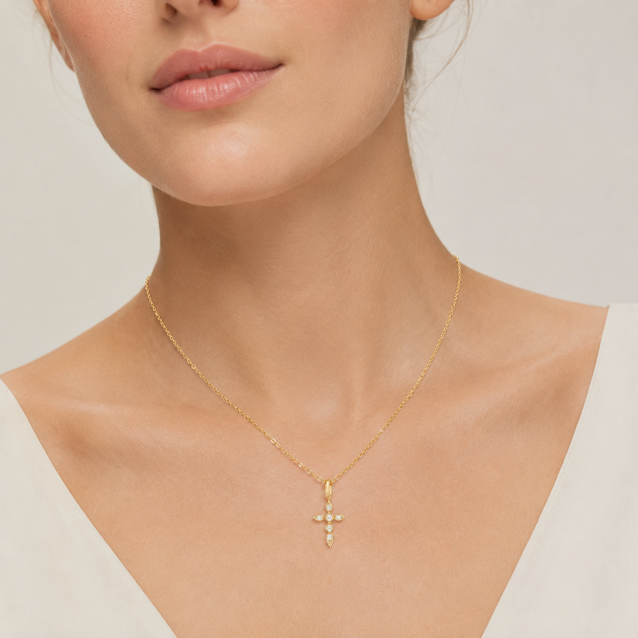 Aide 925 Sterling Silber Halsketten Anhänger für Damen Kristall Kreuz Schlüsselbeinkette Einfache Halskette Accessoires Geschenk