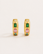Colorful Zircon Gold Hoop Earrings