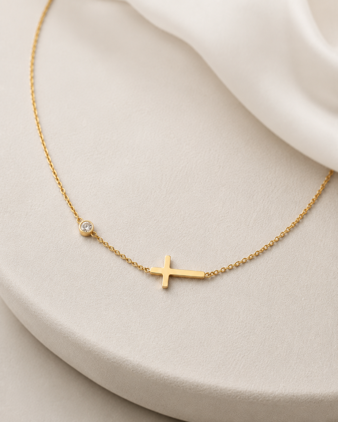 Gold Cross Pendant Necklace in 316L Stainless Steel