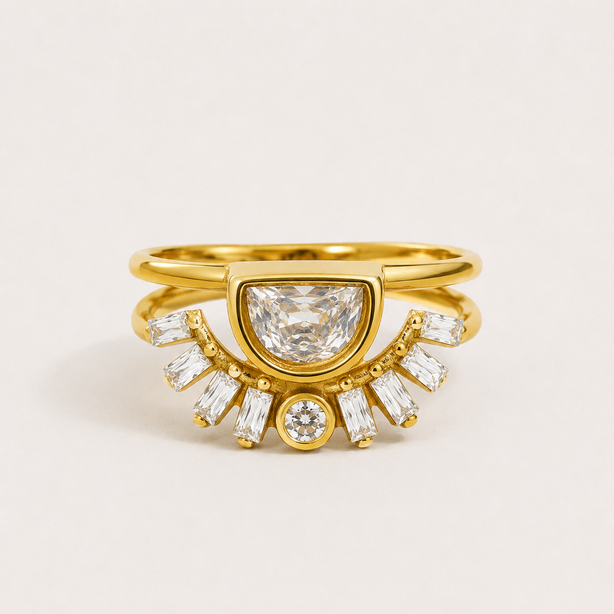 Elegant Sunburst Gold Ring