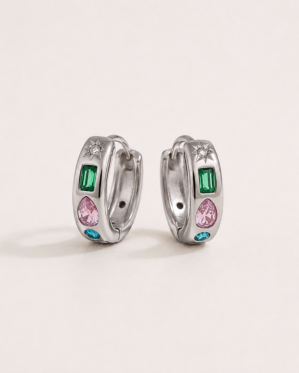 Colorful Zircon Gold Hoop Earrings