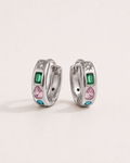 Colorful Zircon Gold Hoop Earrings