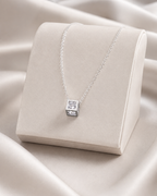 925 Sterling Silver Square Zircon Pendant Necklace