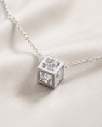925 Sterling Silver Square Zircon Pendant Necklace