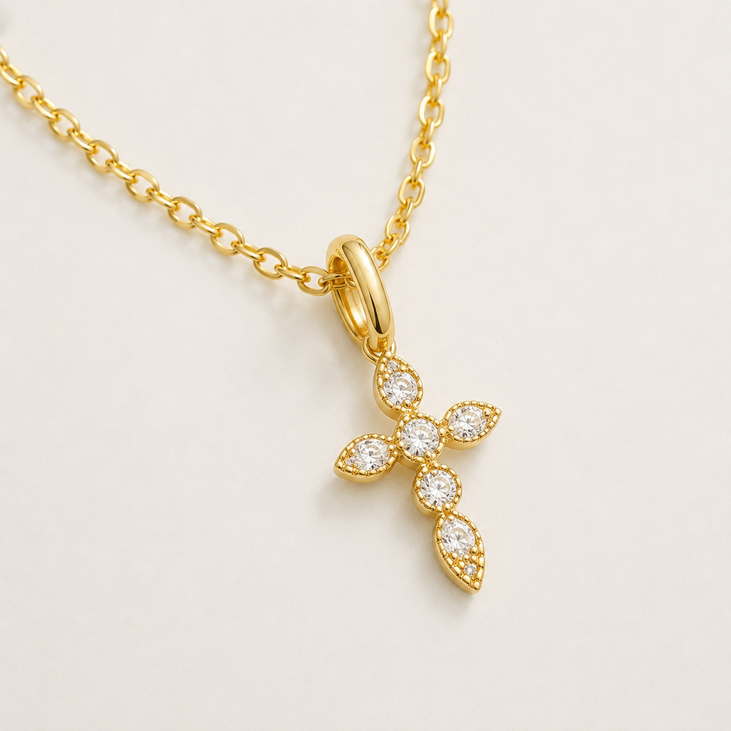 Celestial Cross Necklace in 925 Sterling Silver