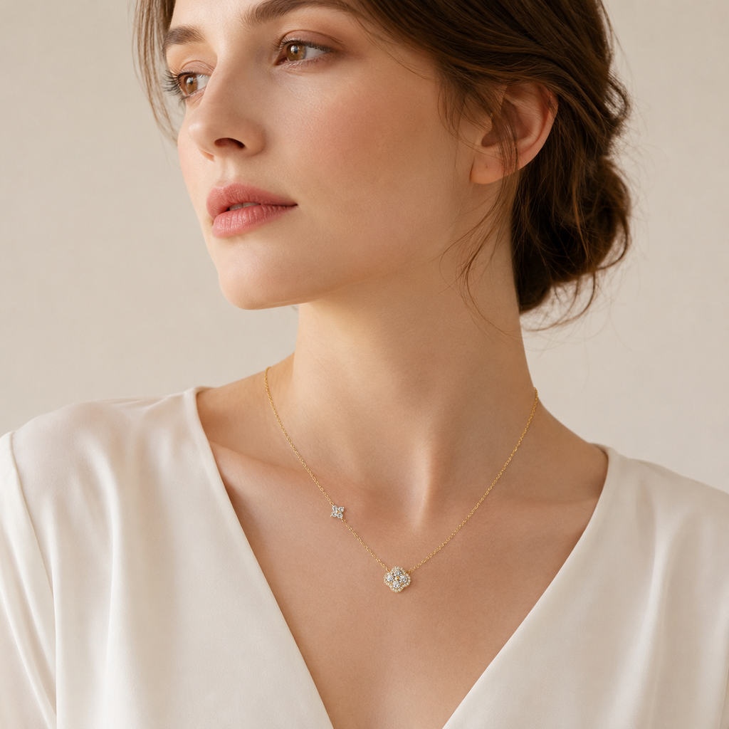 14K Gold Filled Moissanite Clover Stud Earrings