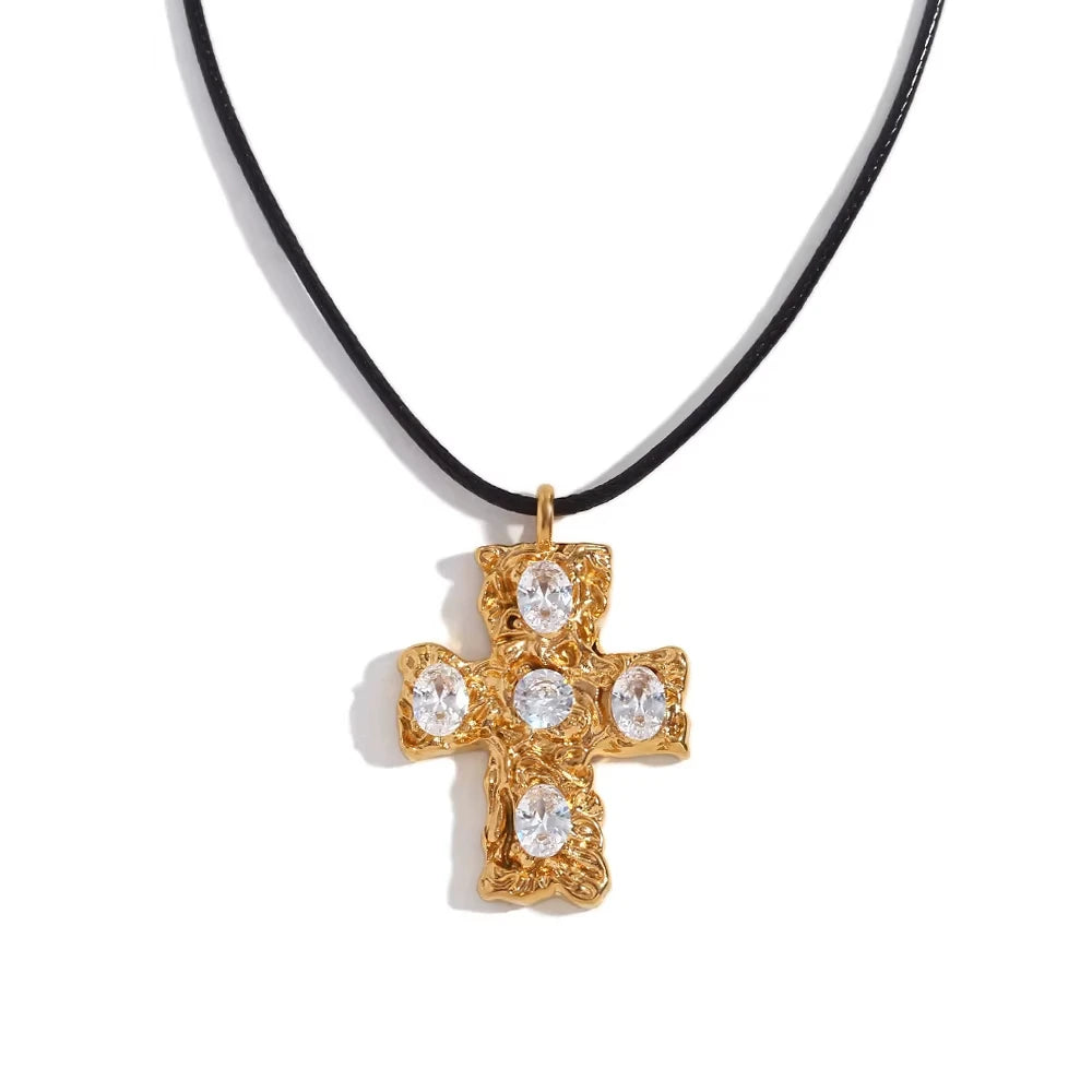 Elegant Zircon Cross Pendant Necklace