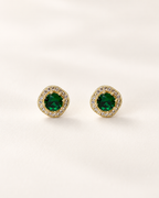 925 Sterling Silver Green Solitaire Stud Earrings