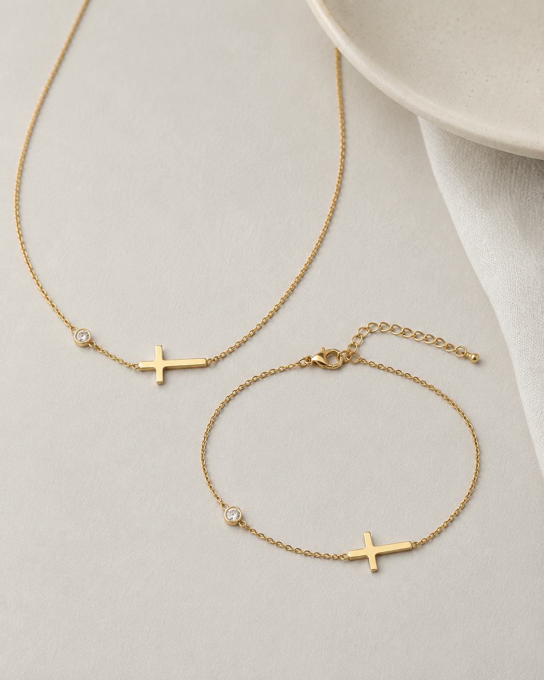 Gold Cross Pendant Necklace in 316L Stainless Steel