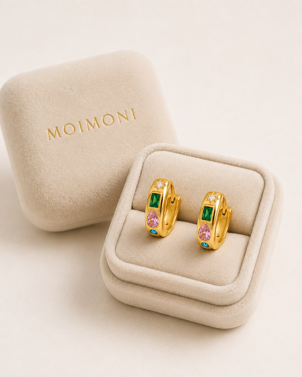 Colorful Zircon Gold Hoop Earrings