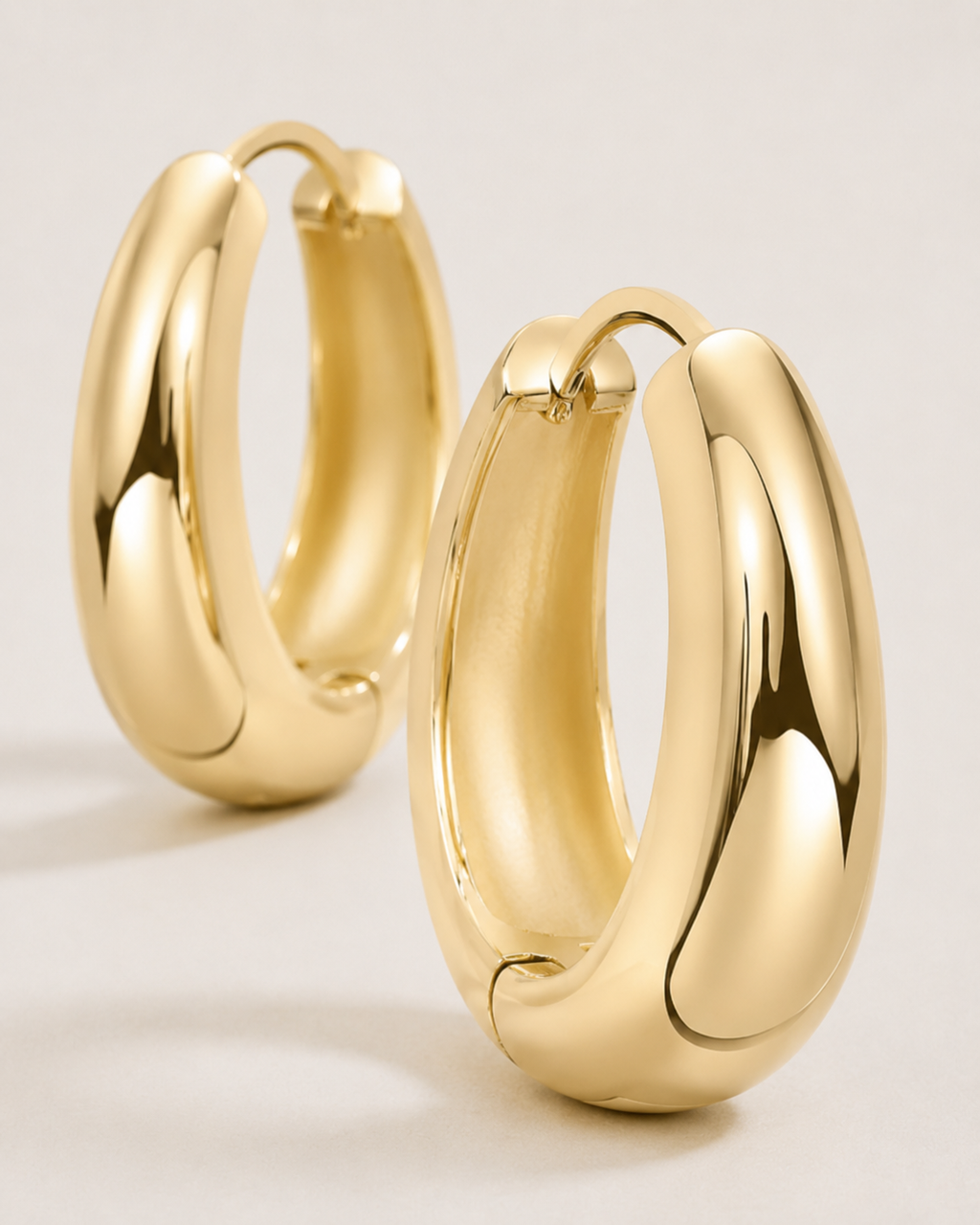 Small Chunky Gold Hoop Earrings