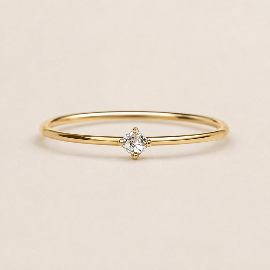 Delicate Round Zircon Ring — 925 Sterling Silver