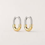 Two-Tone Zircon Huggie Hoops