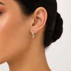 Two-Tone Zircon Huggie Hoops