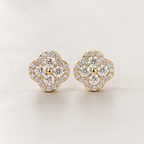 14K Gold Filled D Color Moissanite Four-Leaf Clover Stud Earrings