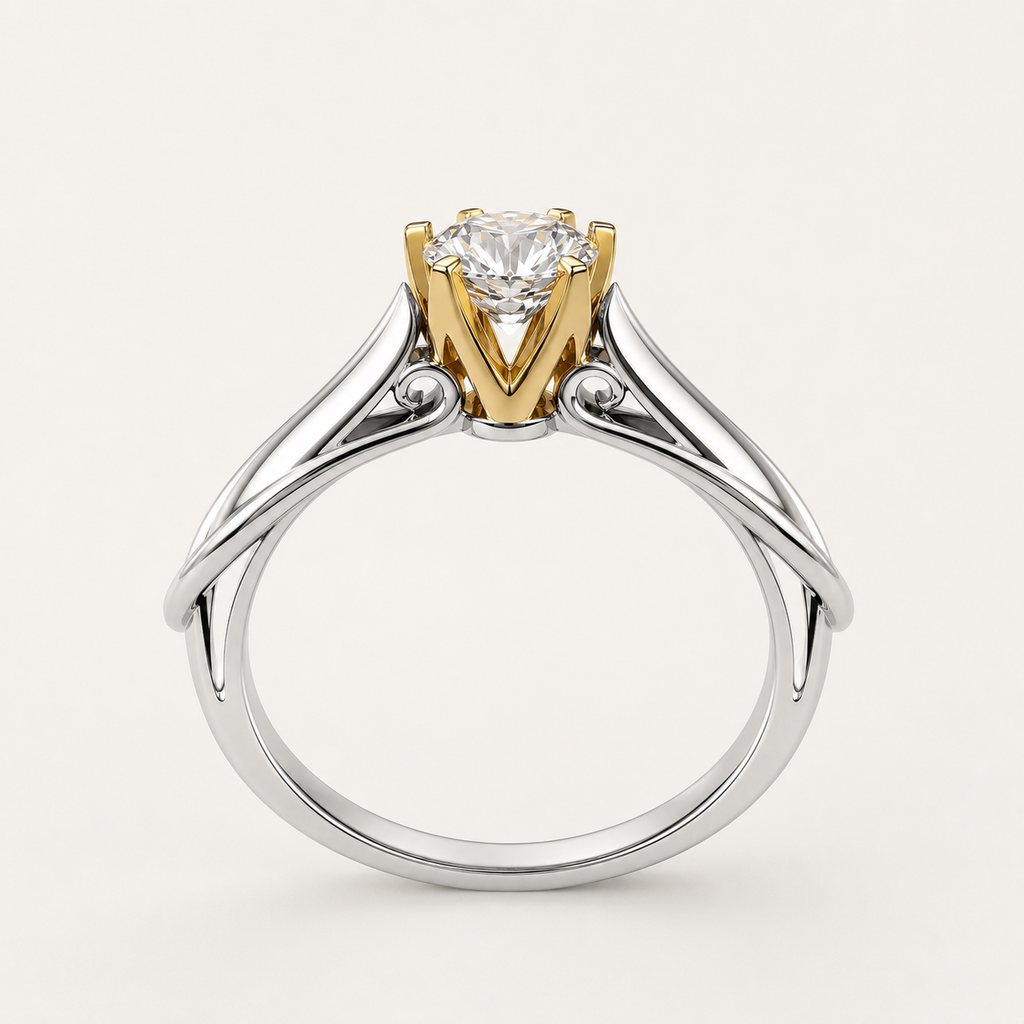 18K Gold-Plated Sterling Silver Solitaire Zircon Ring