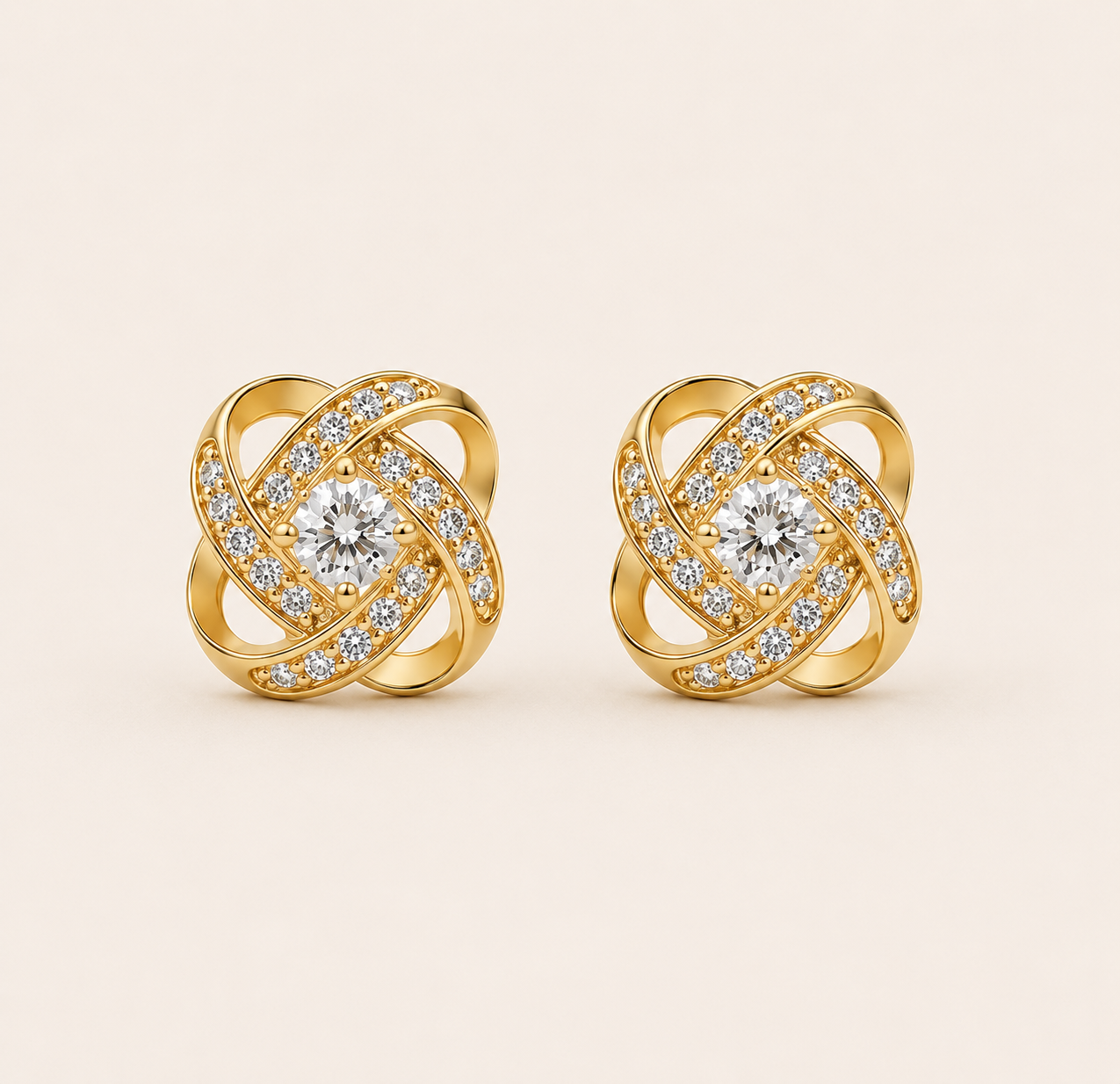 Knot of Light Zirconia Earrings