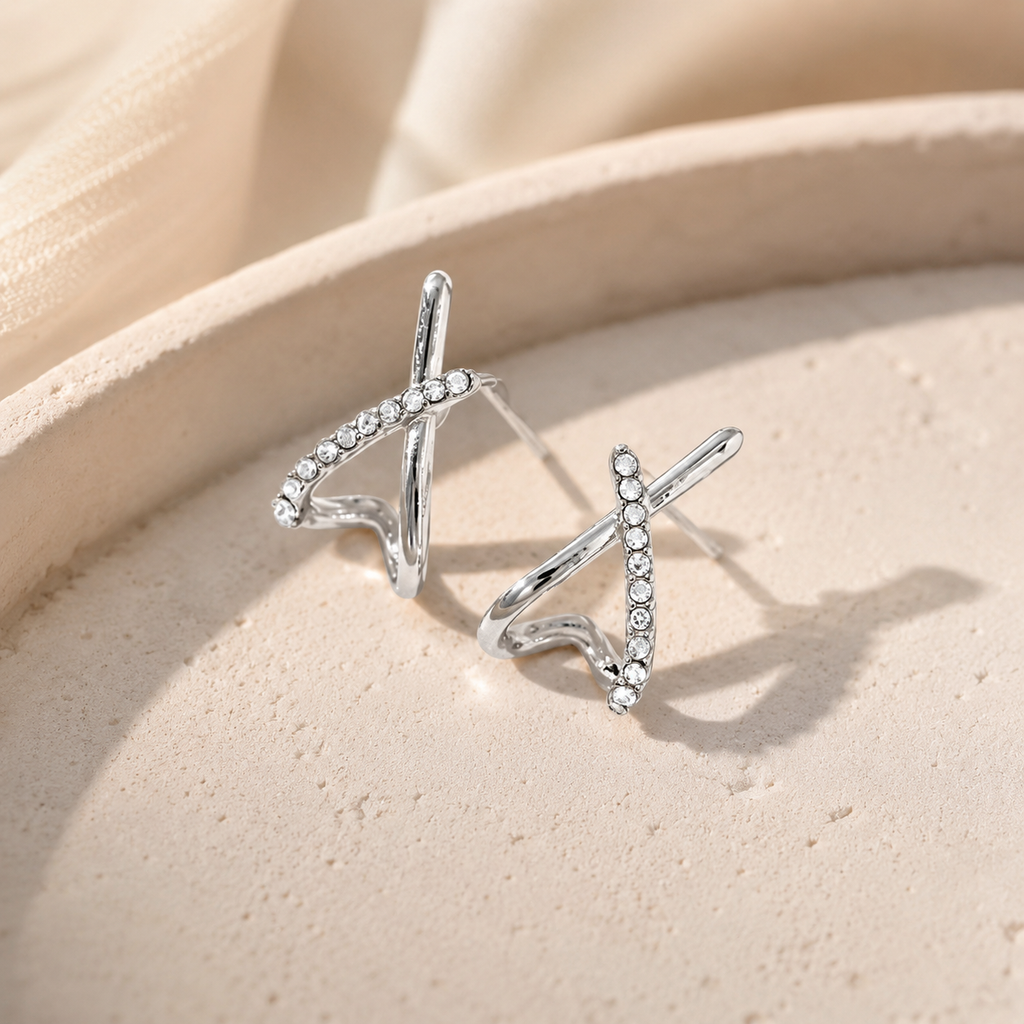 Celeste Geometric Gold Stud Earrings