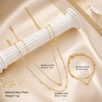 Elegant Pearl Heart Necklace & Bracelet Set