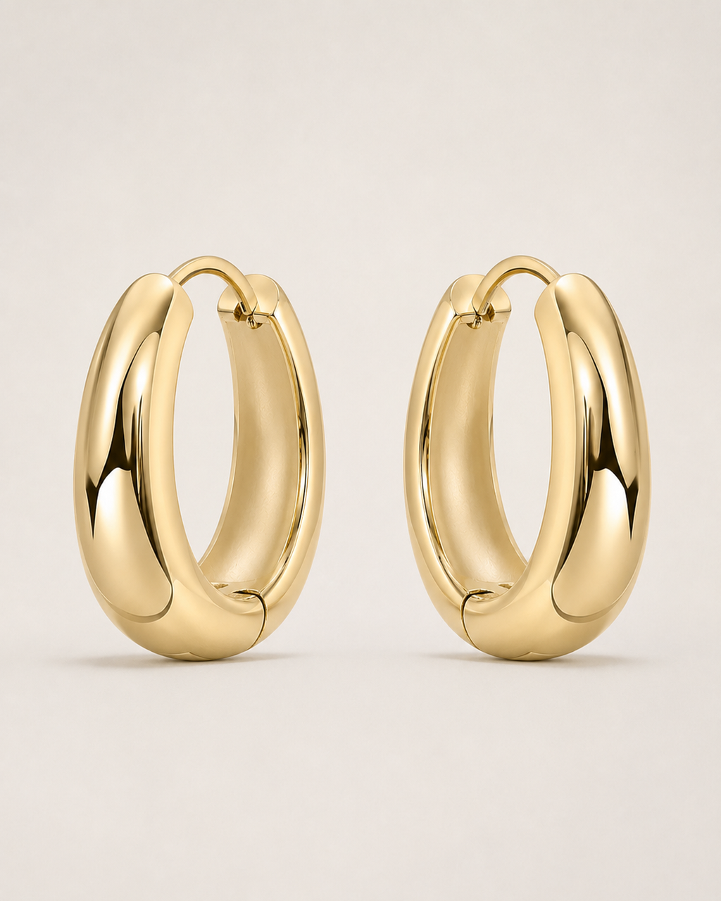Small Chunky Gold Hoop Earrings