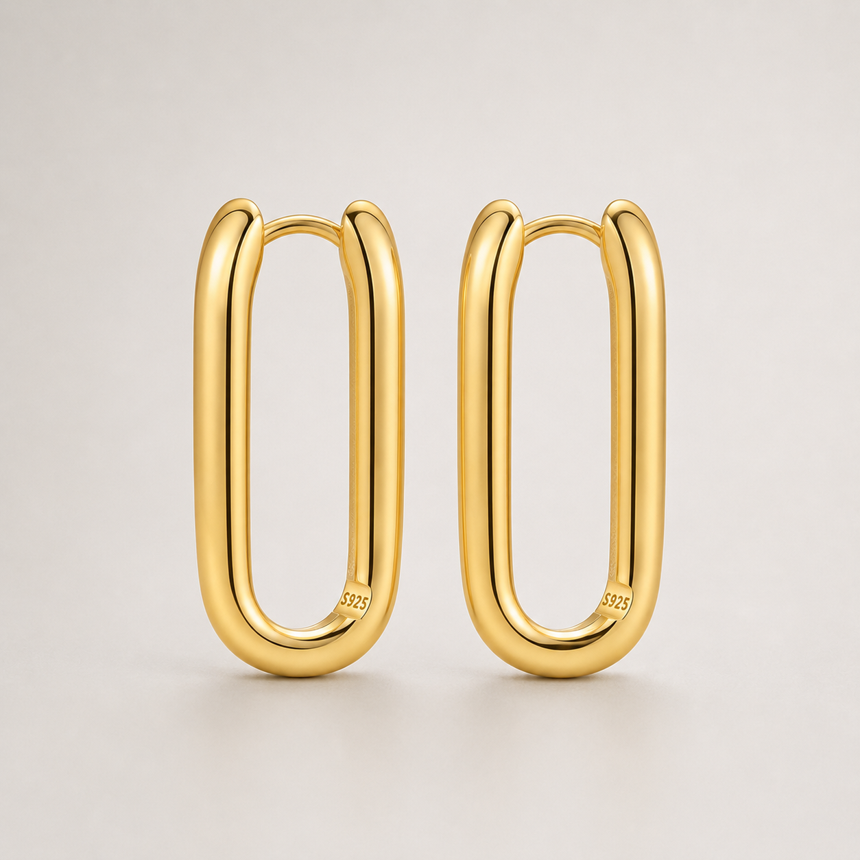 925 Sterling Silver Gold U-Shaped Hoop Earrings