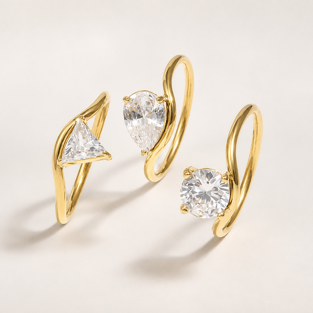 Elegant Wave Zircon Ring