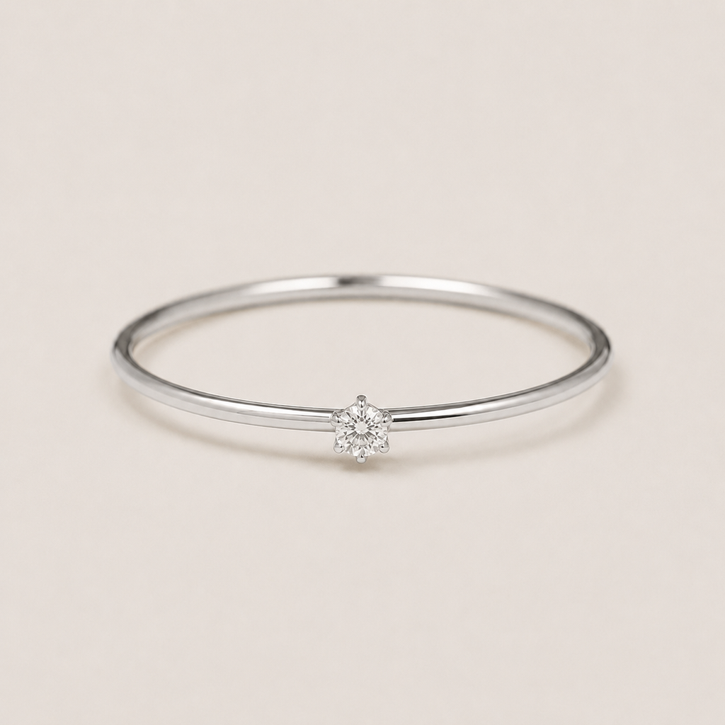 Delicate Solitaire Zircon Ring — 925 Sterling Silve