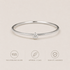 Delicate Solitaire Zircon Ring — 925 Sterling Silve