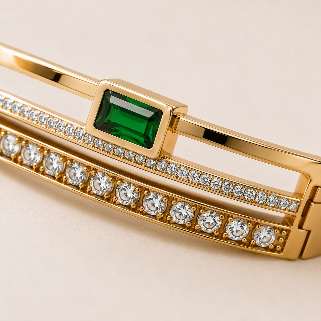 Goldenes Edelstahl-Zirkonia-Armband