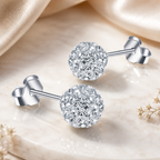Crystal Ball Sterling Silver Stud Earrings