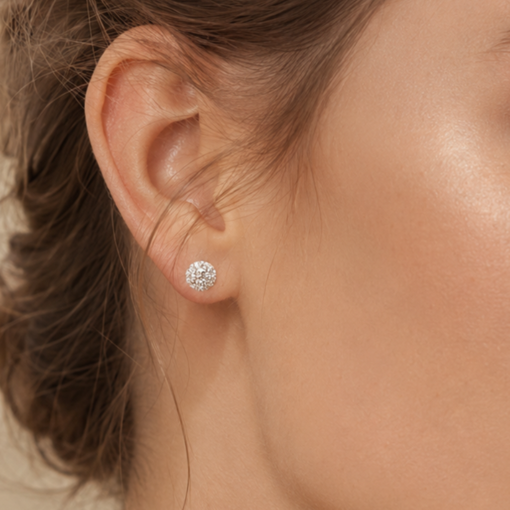Crystal Ball Sterling Silver Stud Earrings