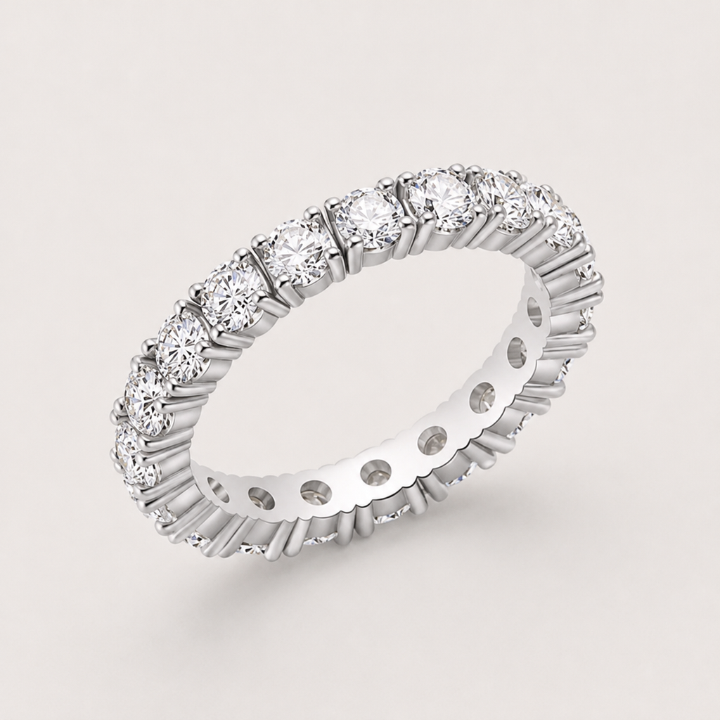 Lumière Sterling Silver 925 Eternity Ring with Zirconia