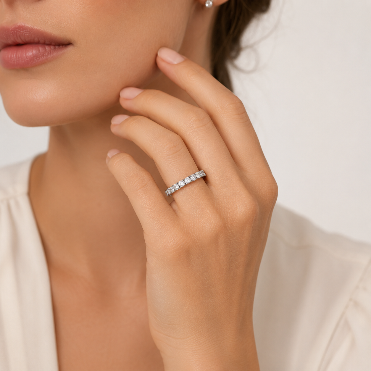 Lumière Sterling Silver 925 Eternity Ring with Zirconia
