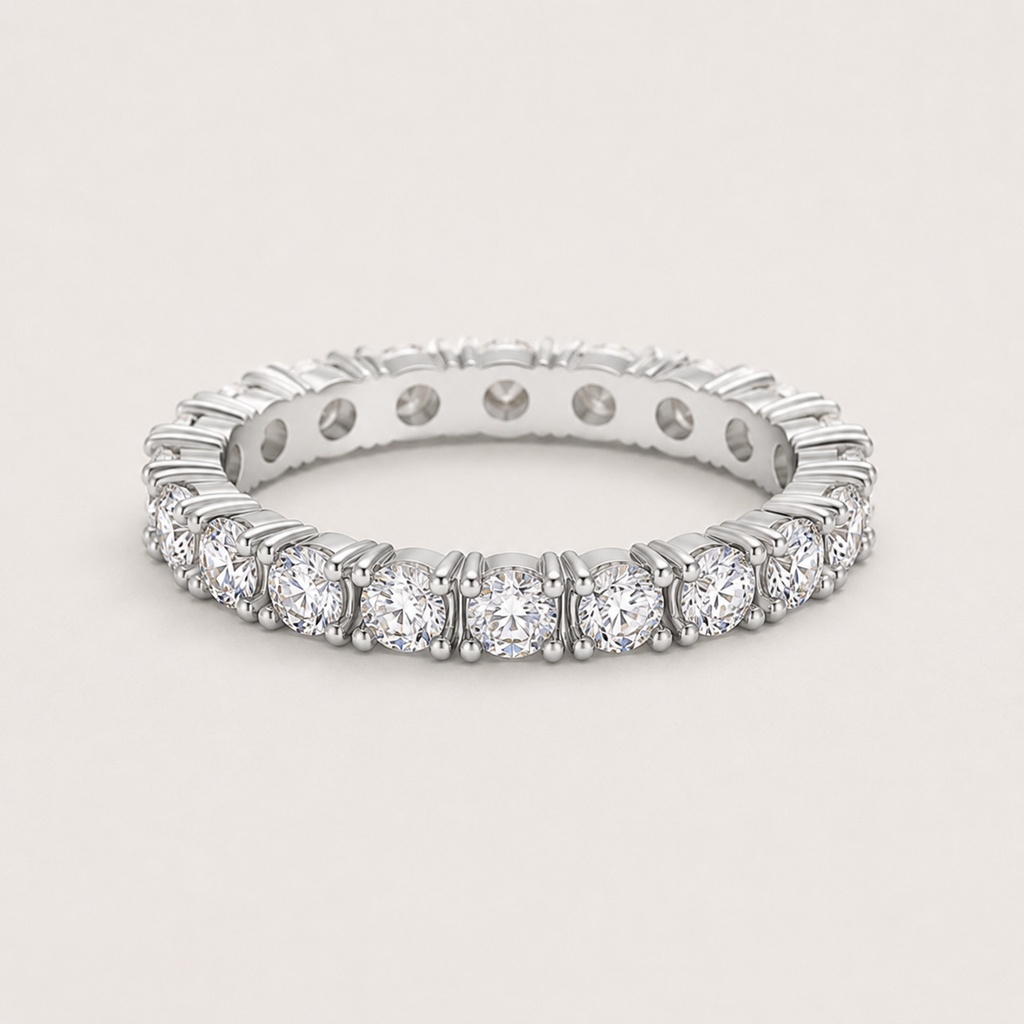 Lumière Sterling Silver 925 Eternity Ring with Zirconia