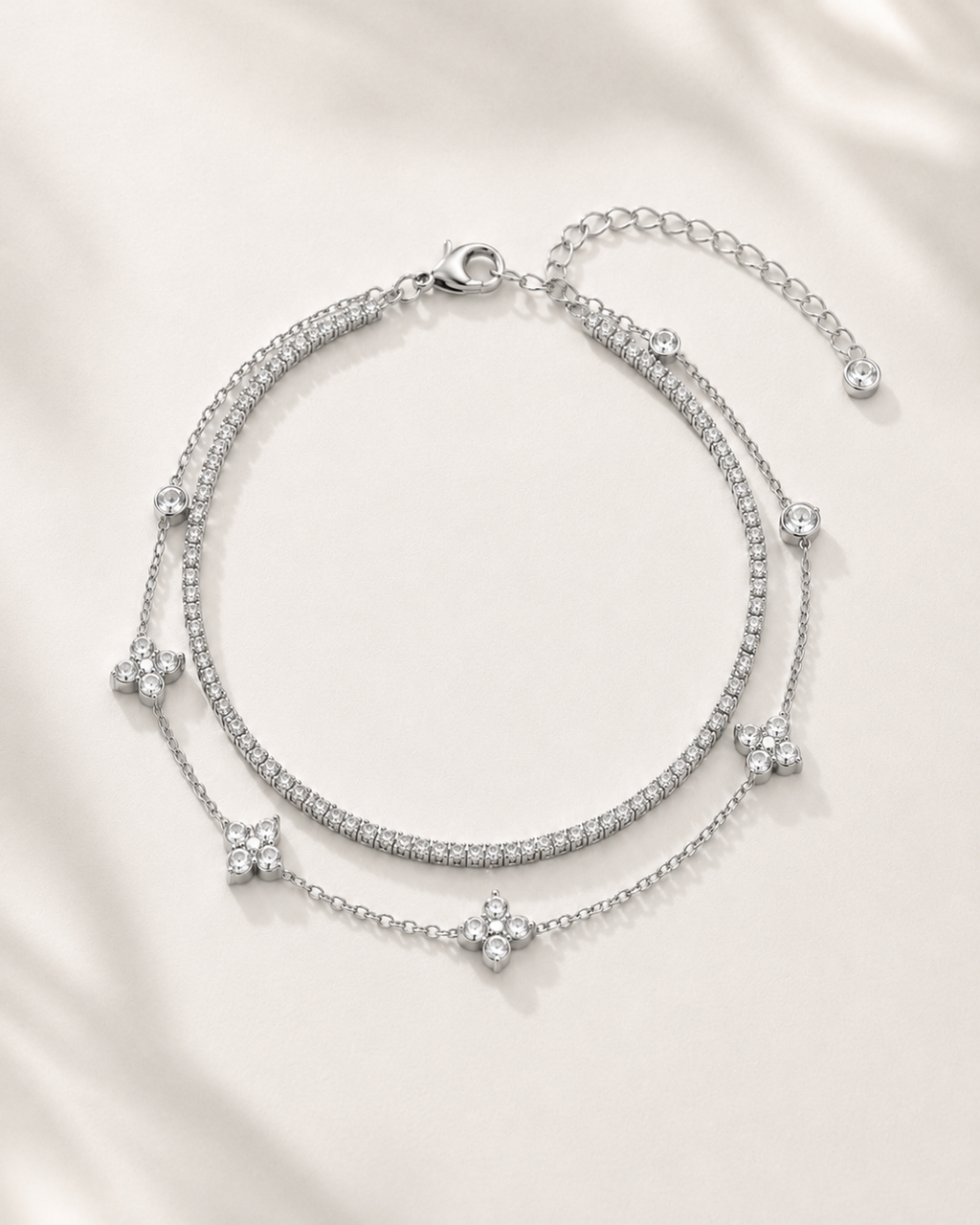 Gold Clover Riviera Anklet Set