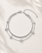 Gold Clover Riviera Anklet Set