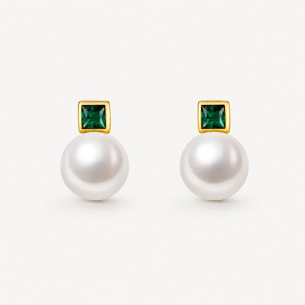 Azure Pearl Stud Earrings