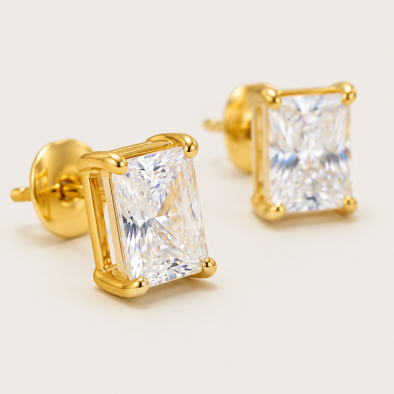 Clara Emerald-Cut Stud Earrings