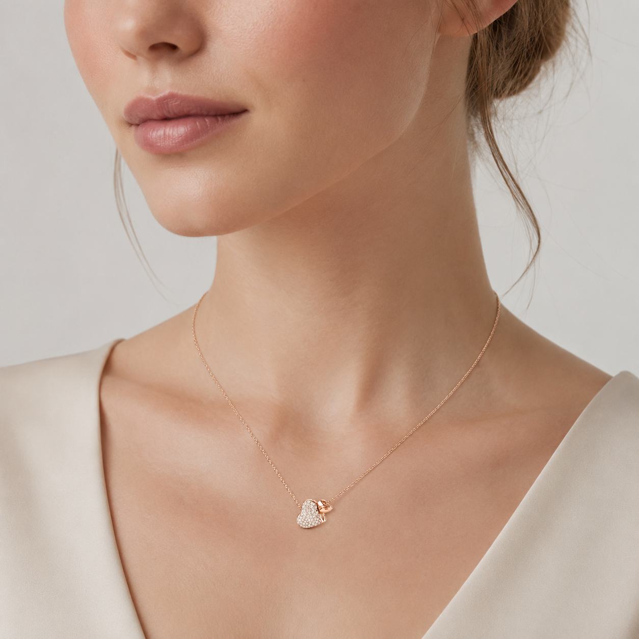 Halskette mit Pavé-Herz aus 925er Sterlingsilber