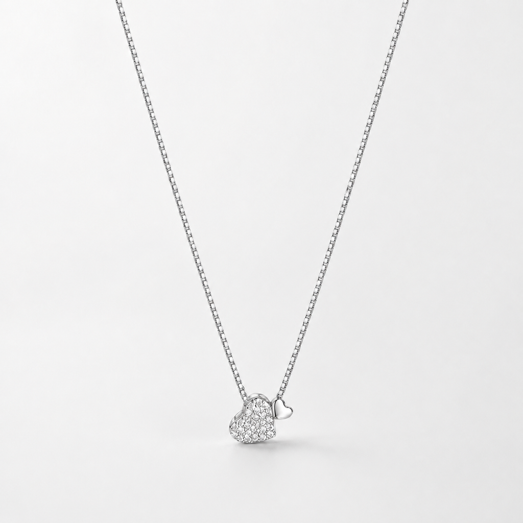Halskette mit Pavé-Herz aus 925er Sterlingsilber