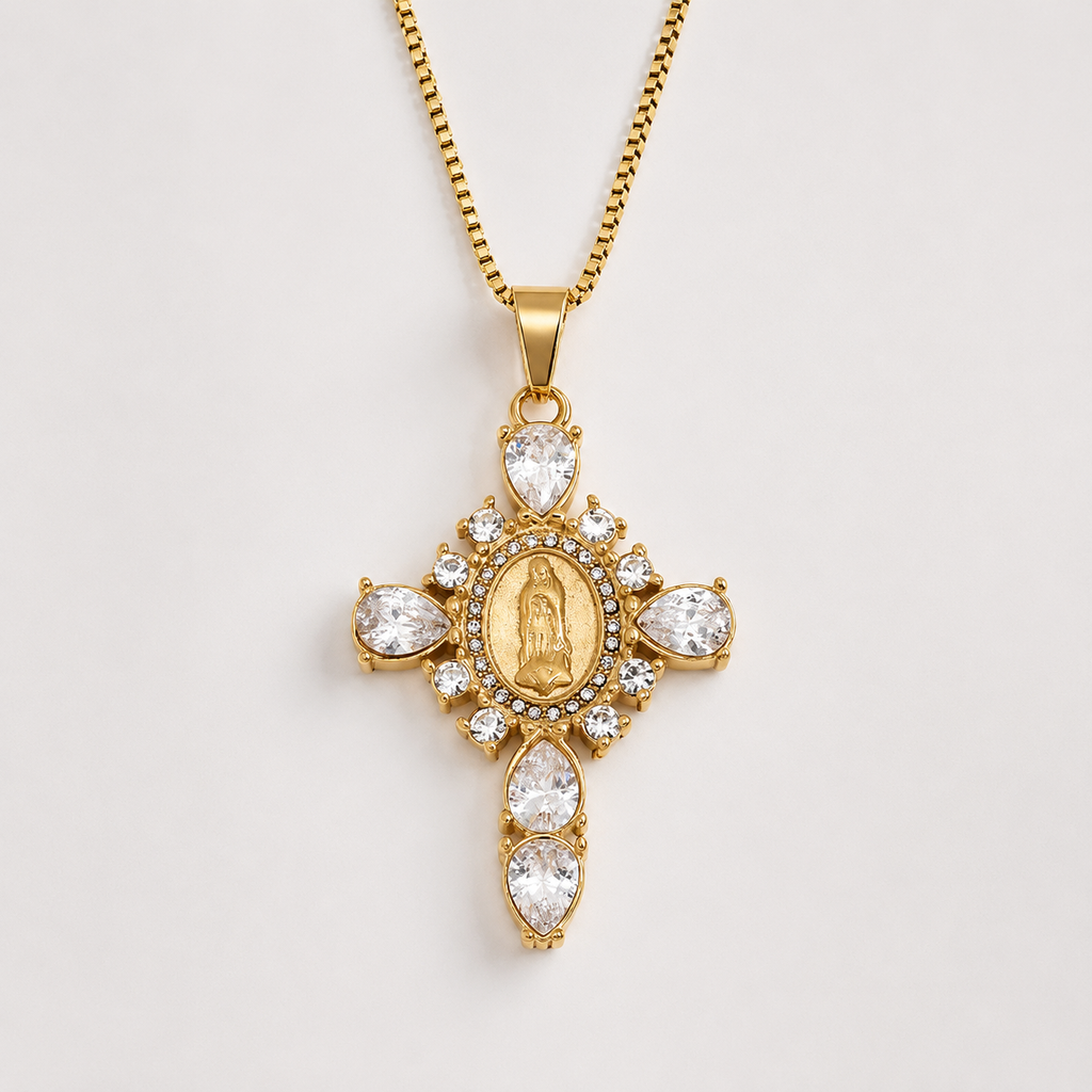 Elegant Zircon Cross Pendant Necklace