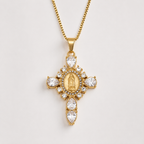 Elegant Zircon Cross Pendant Necklace