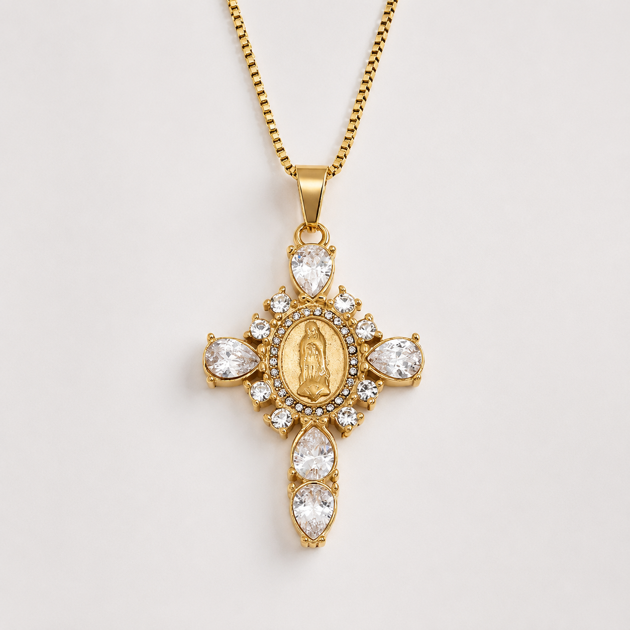 Elegant Zircon Cross Pendant Necklace