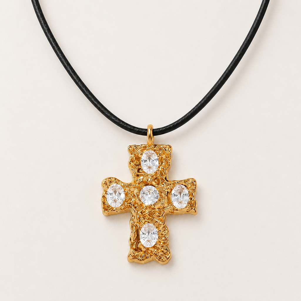 Elegant Zircon Cross Pendant Necklace