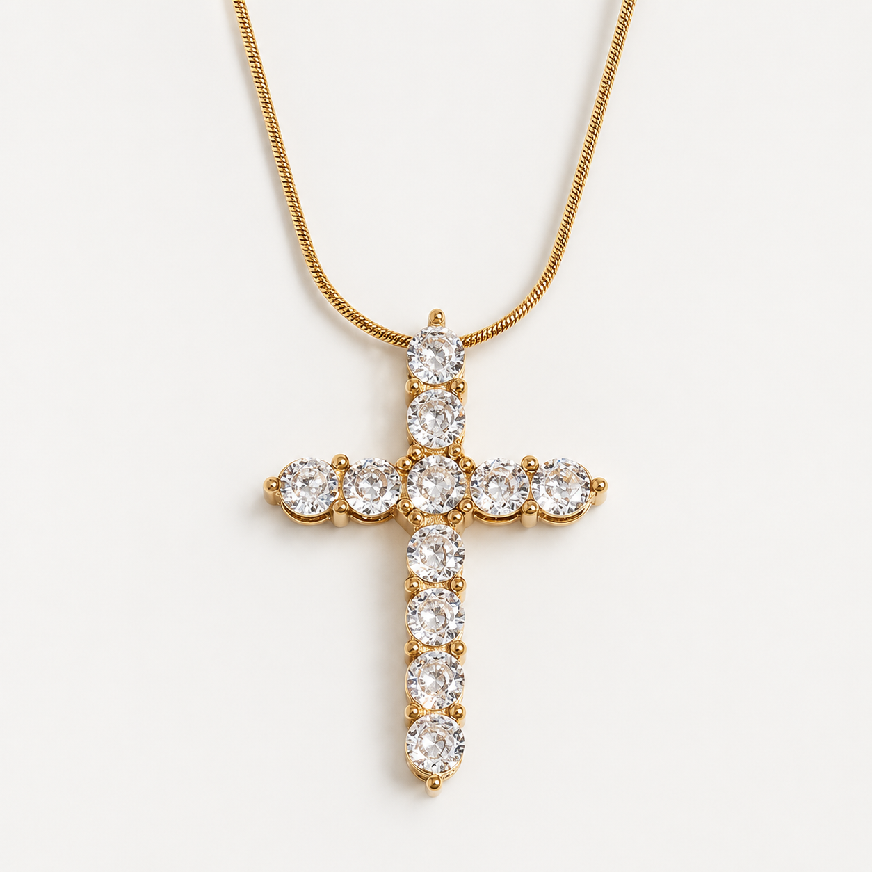 Elegant Zircon Cross Pendant Necklace
