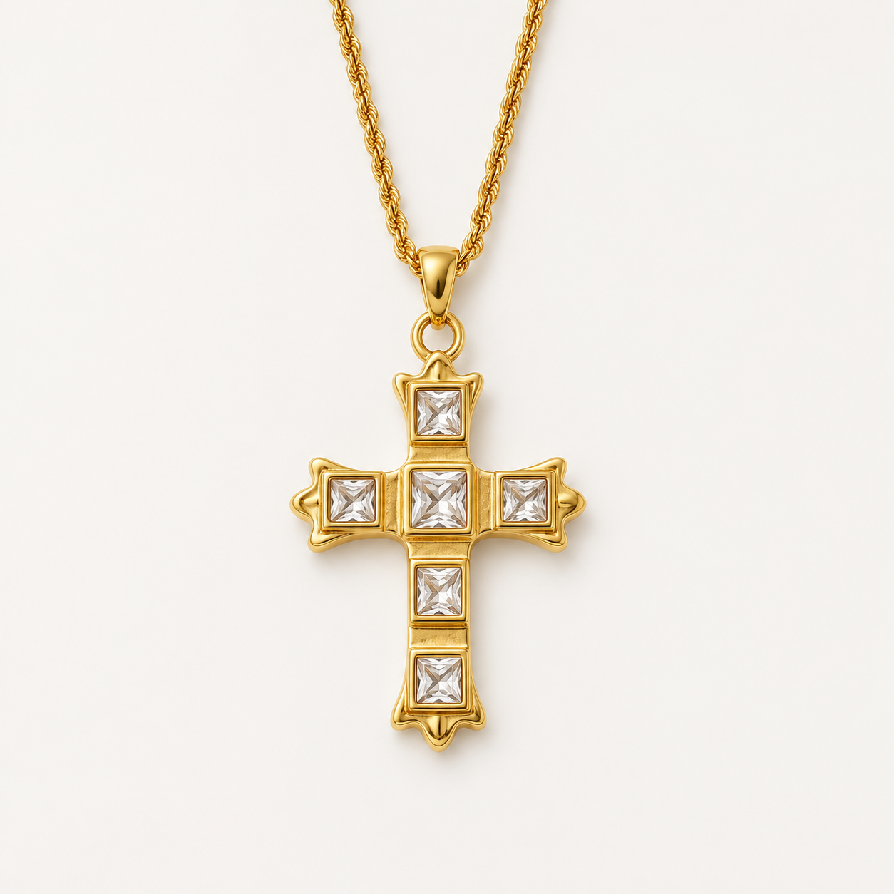 Elegant Zircon Cross Pendant Necklace