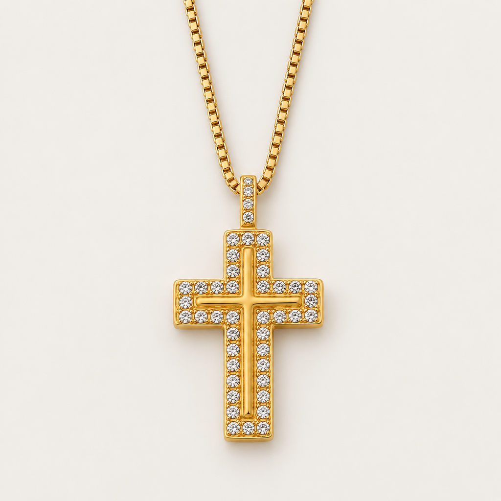 Elegant Zircon Cross Pendant Necklace