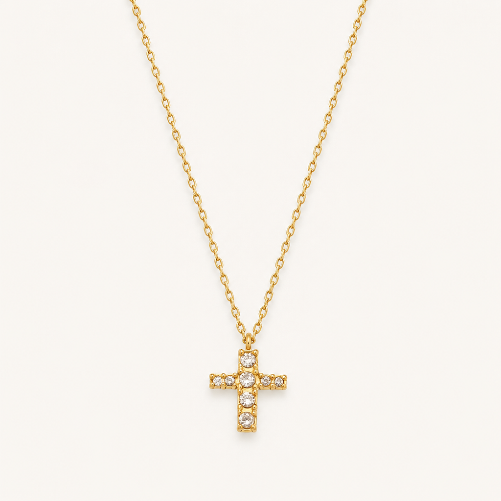 Elegant Zircon Cross Pendant Necklace