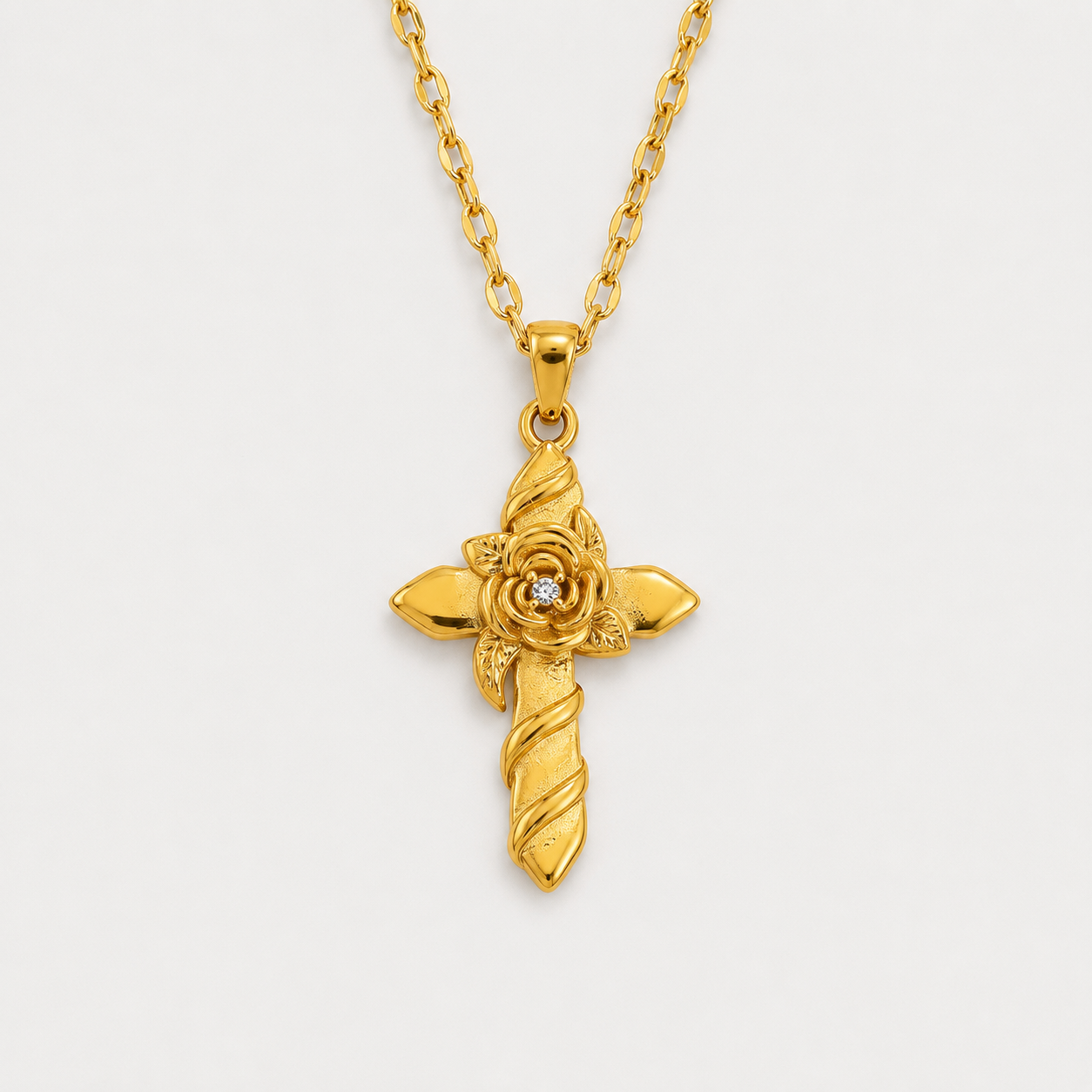 Elegant Zircon Cross Pendant Necklace