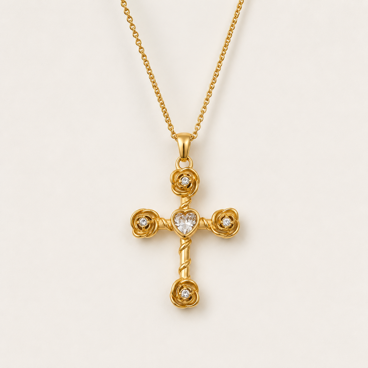 Elegant Zircon Cross Pendant Necklace